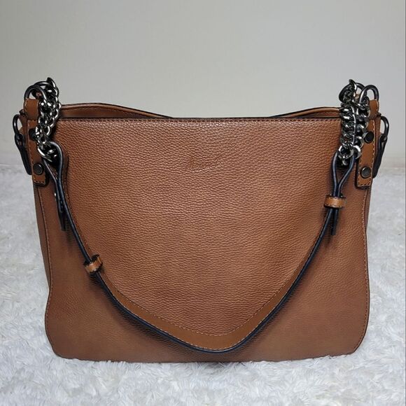 Mona B Brown Chain Handle Tote Shoulder Bag - Picture 1 of 10